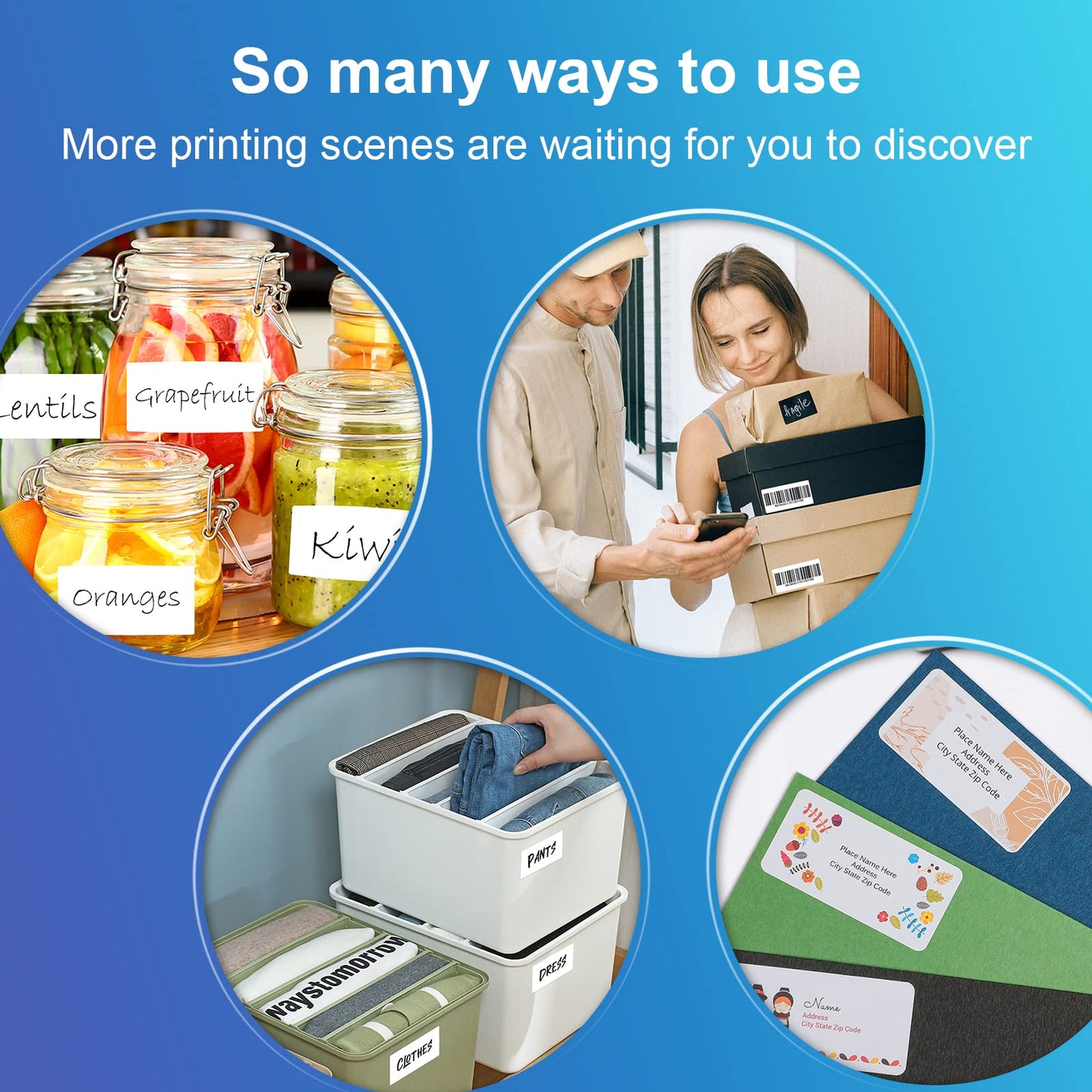 2" x 4" Shipping Labels, Printable White Sticker Labels for Laser/Inkjet Printer Mailing Labels 8.5"*11" US Letter-White, 10 per Sheet Total 1000 Labels (100 Sheets)