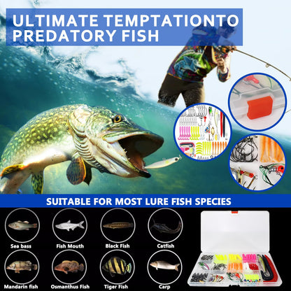 Kivinia 114 PCS Fishing Gear Lure Kit Including Crankbaits, Spinnerbaits, Plastic Worms, Jigs, Hooks, Weights, Topwater Lures, Tackle Box and More, Fishing Tackle Box for Freshwater and Saltwater
