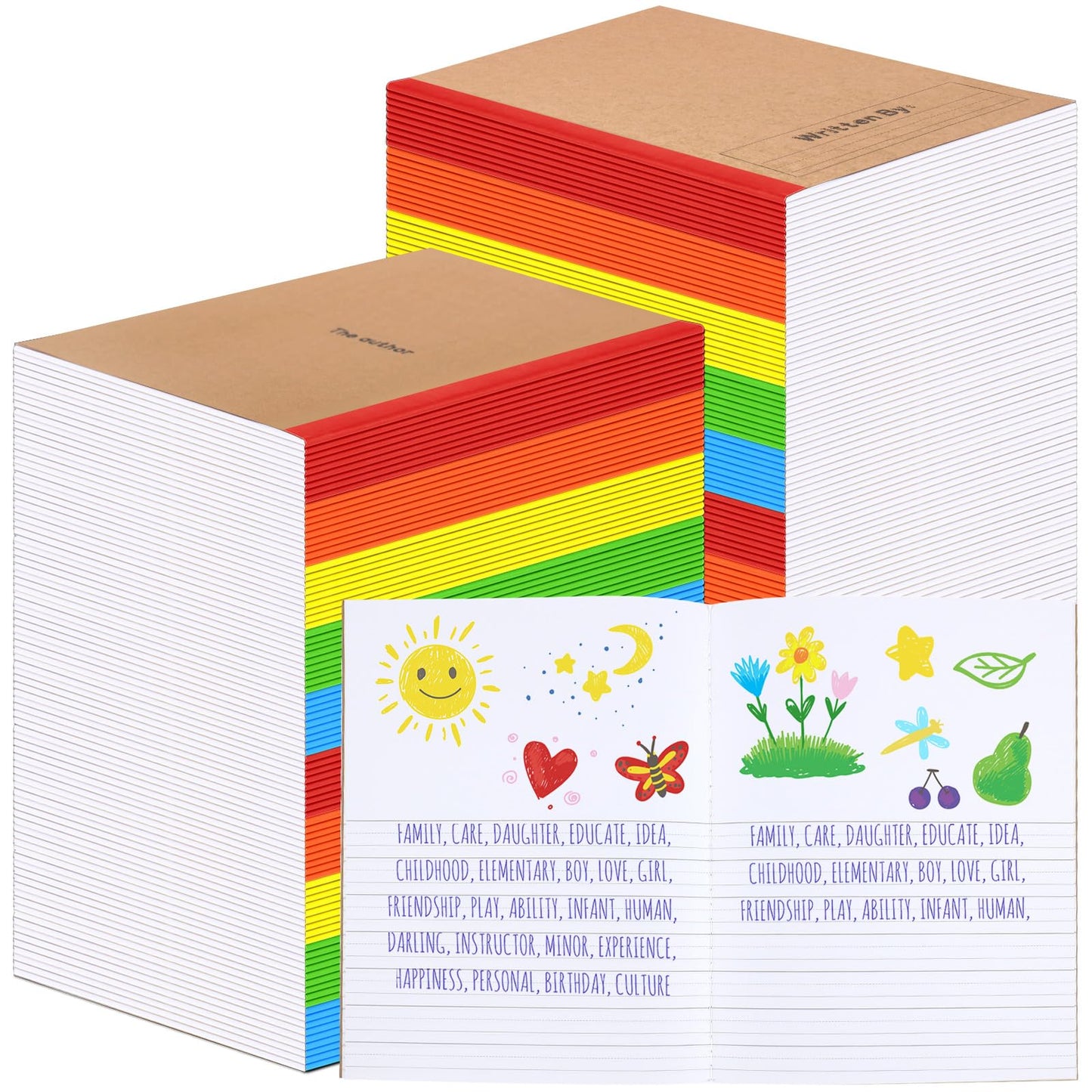Henoyso 40 Pack Primary Composition Notebook, 9-3/4" x 7-1/2", Kids Primary Journal, K-2 Writing Notebook for Kids Student Draw Write Story Journal Half Blank Books(Bright Color)
