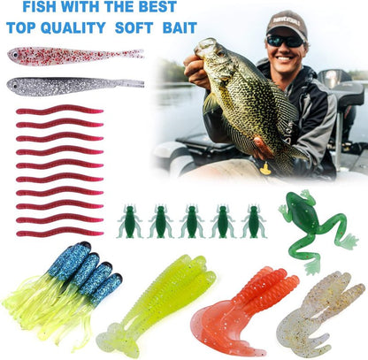 Fishing Lures Kit - 292-Piece Tackle Box with Crankbaits, Hooks & Weights | Perfect Gift for Men - Bass & Trout Fishing