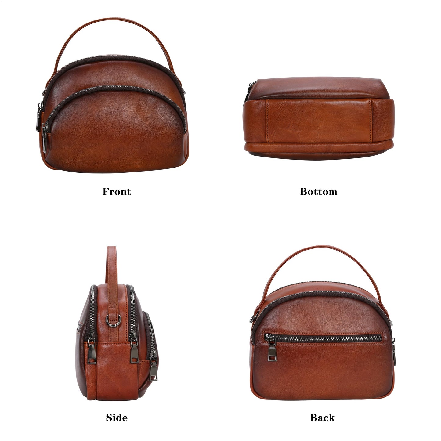 HESHE Genuine Leather Crossbody Bags Leather Purses for Women Vintage Small Shoulder Handbags with Multi-Pockets (Brown)