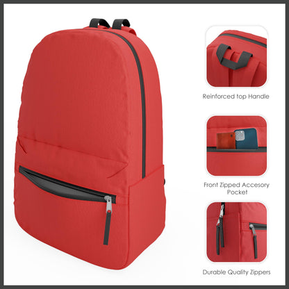 10 Pack Bulk Backpacks, Wholesale 17-Inch Lightweight Bookbags for Kids, Adults, School, Classroom, Travel, Gym Supplies with 1 Large, 1 Small Pocket, Perfect for Events, Corporate Bundles, Mix