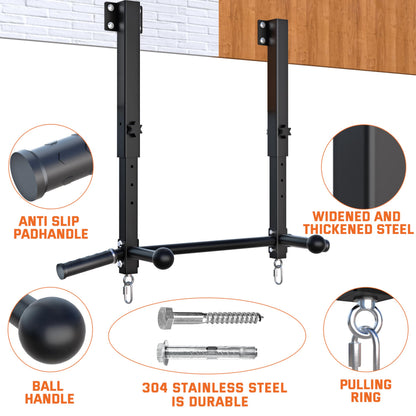 Upgraded-Joist Mounted Pull Up Bar, 800 lbs Heavy Duty Wall Mounted Chin Up Bar, Adjustable Height Pullup Bar for Garage, Basement, Backyard, Beam and Rafter Mount, Easy Installation, Ideal for Multiple Grip Options