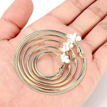 Sumind 6 Pairs Earrings Clip On Earrings Non Piercing Earrings Set for Women and Girls, 6 Sizes