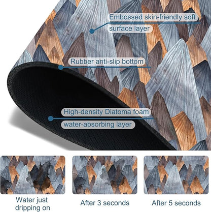 Abstract Mountain Sink Faucet Absorbing Mat Mountain Landscape Super Absorbent