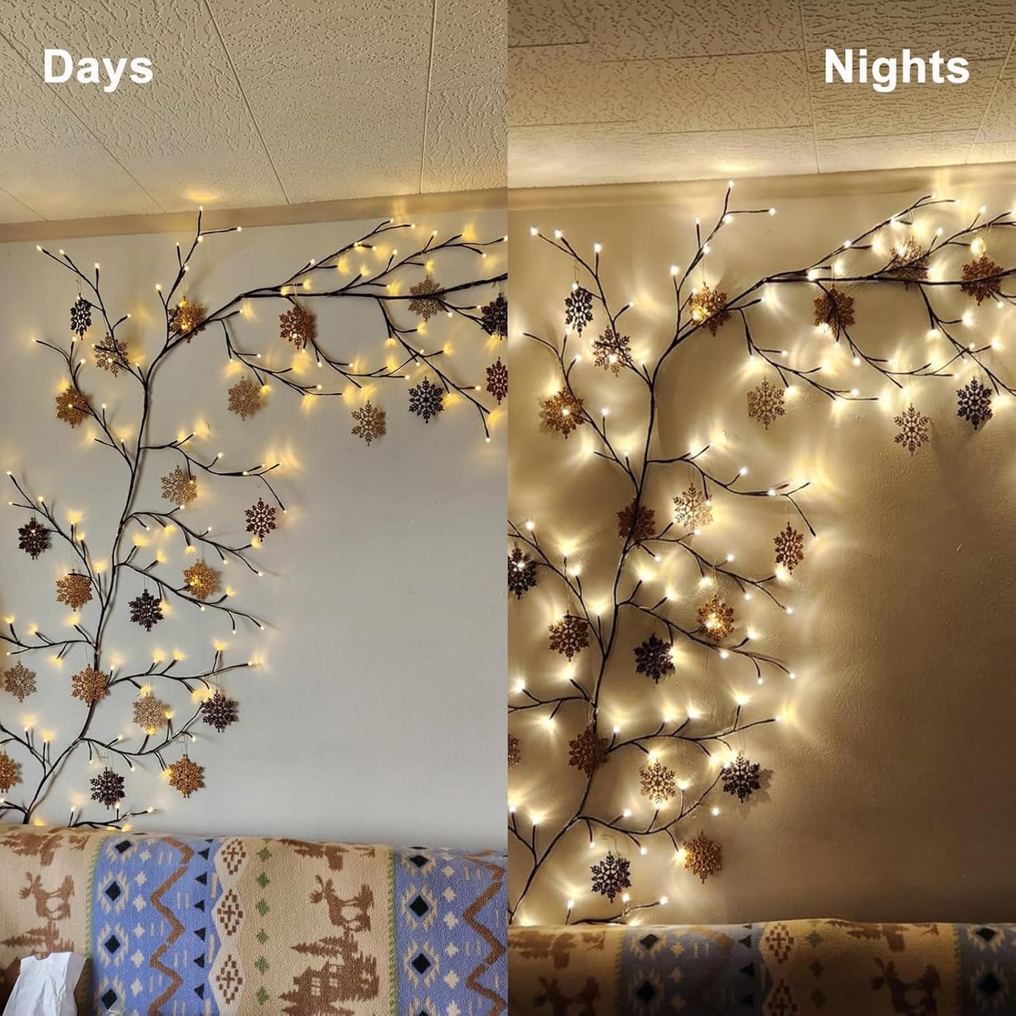 XINXIANLIAN Willow Vine Lights for Wall Decor, Fairy Lights with Vines, Artificial Plant Lighting Tree Branch, 8 Flashing Modes for Wall/House/Bedroom Decoration (144LED)