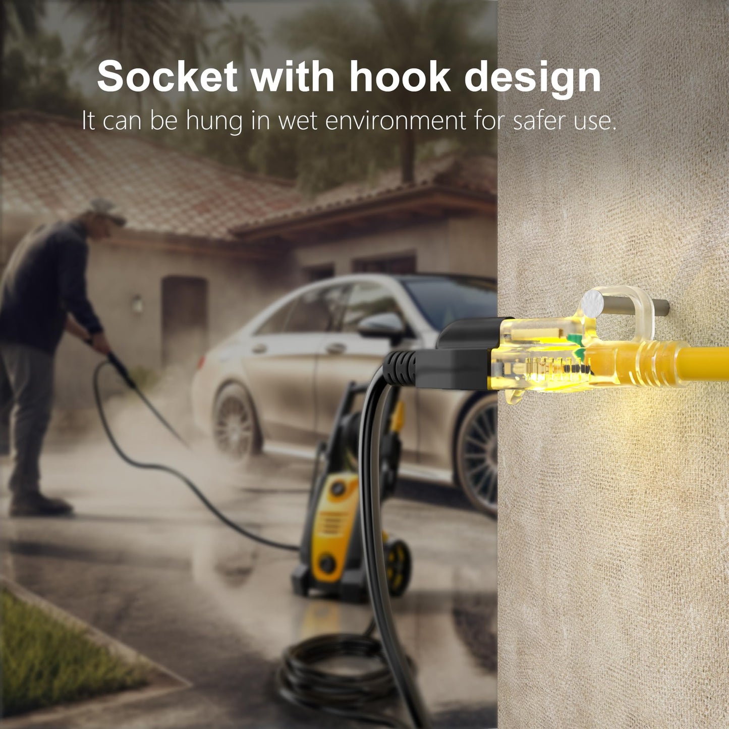 HUANCHAIN 12 Gauge Heavy Duty Outdoor Extension Cord 25 ft Waterproof with Lighted end, Flexible Cold-Resistant 3 Prong Electric Cord Outside, 15Amp 1875W 12AWG SJTW, Yellow, ETL