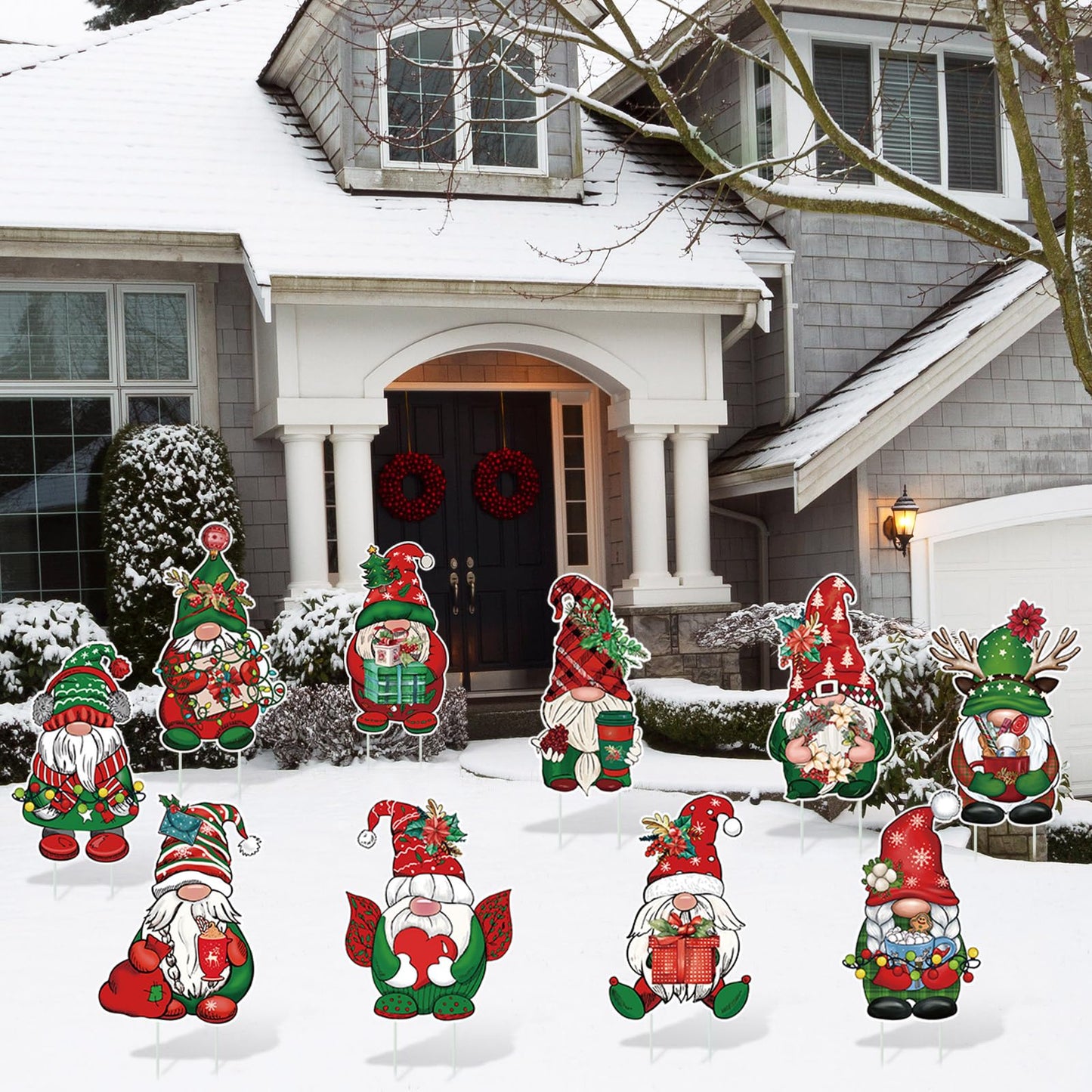 Huwena 16 Pcs Christmas Gnome Yard Signs Christmas Gnome Props Yard Stakes Xmas Gnome Yard Decor Outdoor Lawn Decorations for Home Yard Garden Lawn Patio Walkway Winter Holiday Party Gifts