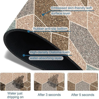 Geometry Blocks Sink Faucet Absorbing Mat Glitter Geometry Super Absorbent Fast