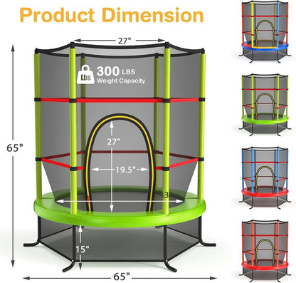GYMAX Toddler Trampoline - 55” Kids Trampoline with Safety Enclosure Net & Seamless Jumping Mat | ASTM Approved for Indoor/Outdoor Fun