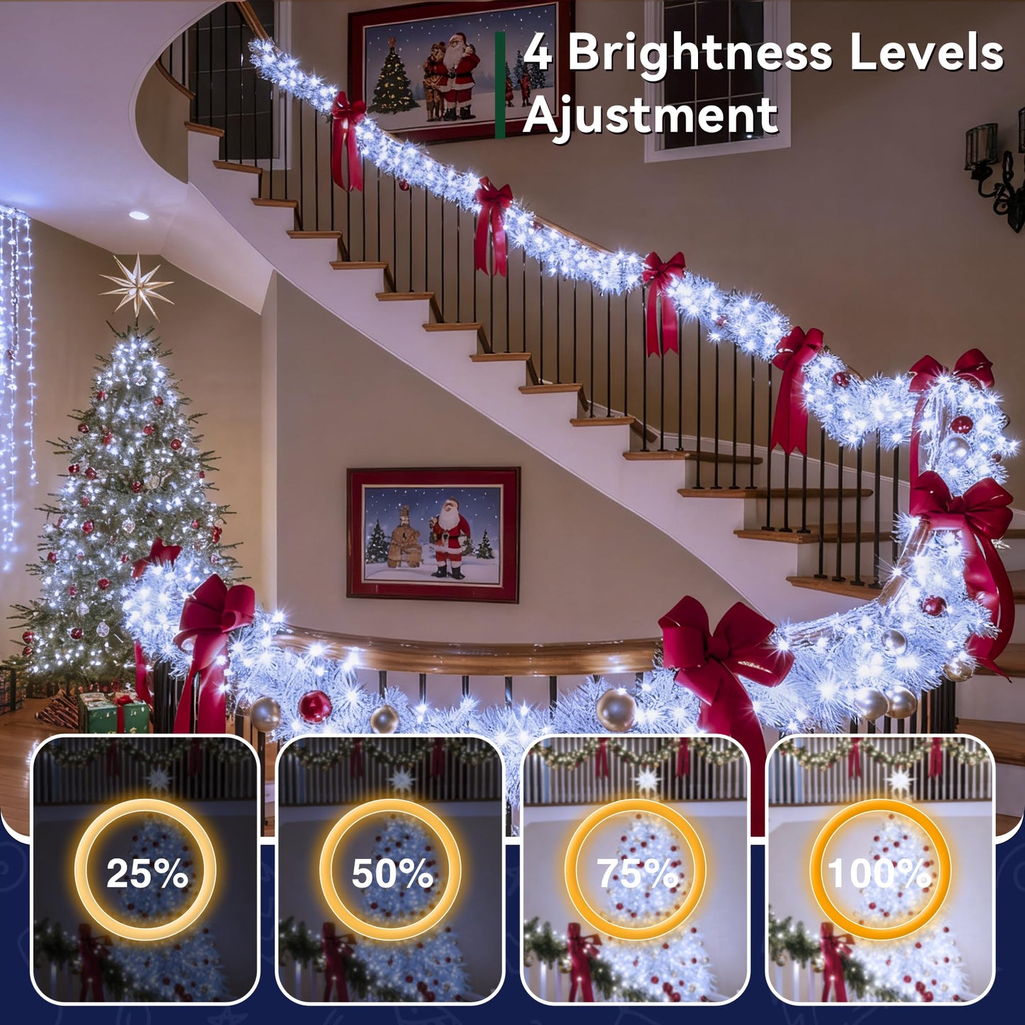 Soagrc 396FT 1200LEDs Outdoor String Lights Plug in IP67 Waterproof Twinkle Lights with Remote Dimmable 8 Modes Cool White Decorative Lights for Villa Backyard Pool Deck Summer Wedding Party Christmas