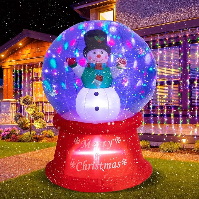 5 FT Tall Christmas Inflatables Outdoor - Snowman in Snow Globe with Rotating LED Lights, Christmas Blow Up Yard Decoration Holiday, Party, Xmas, Yard, Garden Decor