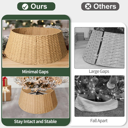 Christmas Tree Collar, 28in Farmhouse Detachable Handwoven Christmas Tree Base Cover, Rustic Tree Collar Ring, Christmas Holiday Decoration