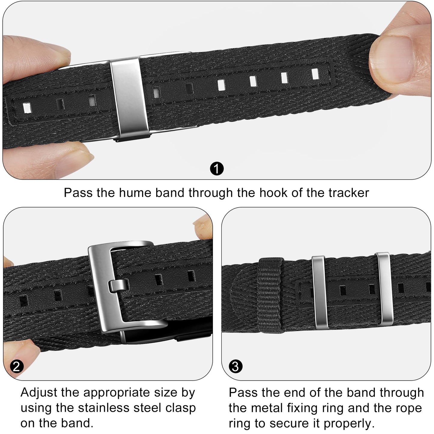 Farluya Nylon Leather Compatible with Hume Band Replacement,Adjustable Clasp Buckle & Loop Closure for Secure,Sport Lightweight Fabric Strap for Hume Health Band Fitness Tracker Women Men