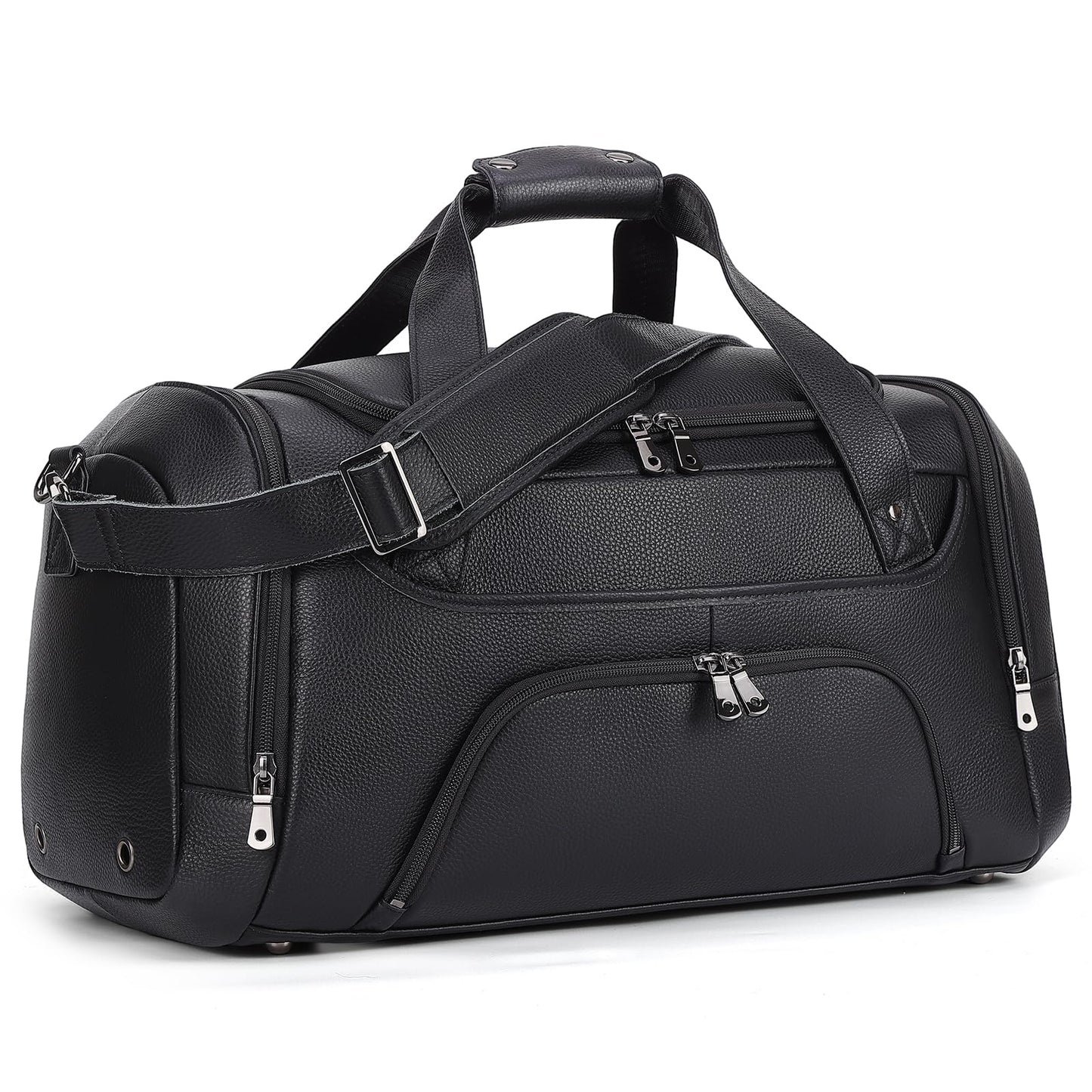 TIDING 21" Leather Travel Duffle Bag for Men Women, 40L Gym Sports Duffel Bag Waterproof Weekender Overnight Luggage Bag with Shoe Compartment