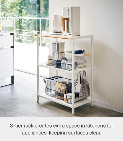 Yamazaki Home Kitchen Appliance 3 tier Storage Rack-Standing Organizer Shelves, One Size, Black