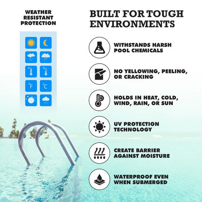 Burro Adhesives 10-Pack Waterproof Clear Pool Tape Patches - Professional Grade PVC Repair Kit with 2.75" x 4" Heavy Duty Patches for Commercial & Residential Vinyl Pools, Works Underwater & Dry