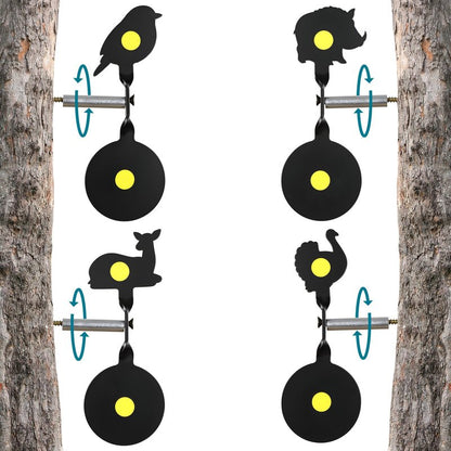 4-Pack Spinner Shooting Targets Auto Reset Steel Resetting Gun Target Heavy Metal Steel Spinning Target for Shooting (Animals - Group 1)