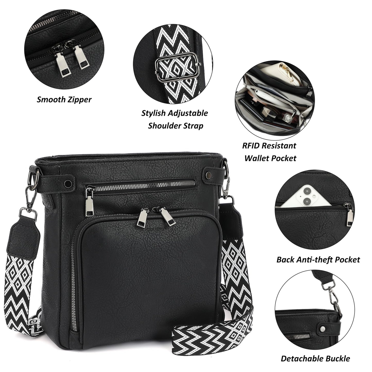 TANTOMI Crossbody Bags for Women Purses for Women Trendy Leather Shoulder Handbags Travel Purse with 6 Card Slots