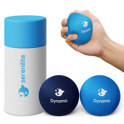 Serenilite Stress Balls for Adults & All Ages - Dynamic Resistance Squeeze Balls - 2 Pack Hand Exercisers for Therapy & Grip Strengthening