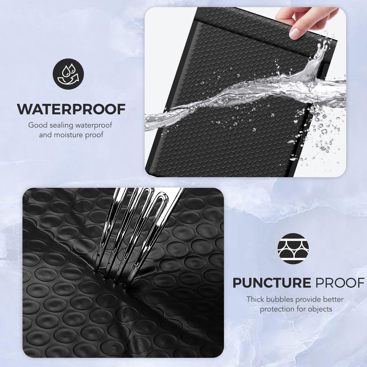 Metronic Bubble Mailer 10x13" Black 25Pack Waterproof Padded Envelopes Self Seal Large Bubble Mailers Cushioning Bubble Envelopes for Shipping,Books,Jewelry Makeup Supplies