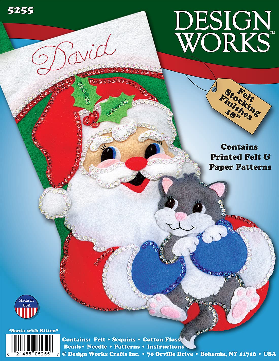 Santa with Kitten Felt Stocking Kit