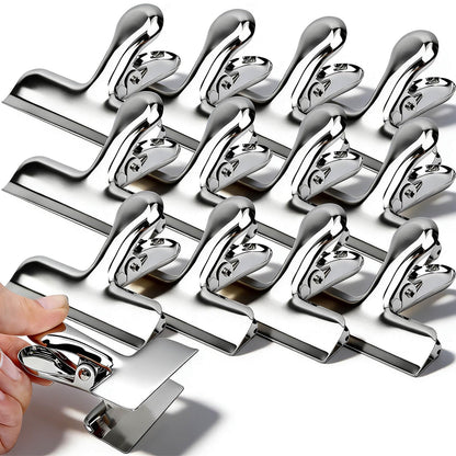 Chip Clips, 12Pcs Sliver Metal Bag Clips for Food Packages, Snack Chip Clip for Bags, Kitchen Snack Bag Clip for Food Packages and Office Home, 3 Inches