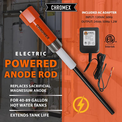 Powered Titanium Anode Rod Kit for Water Heater 40-89 Gallon with NSF Certified Flush and Descale Solution, Not for Bradford White
