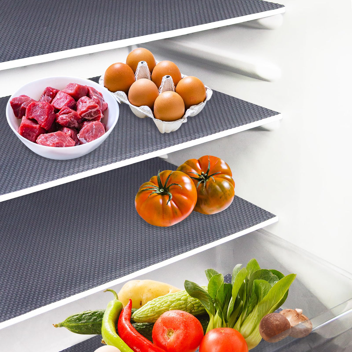Daixers 10Pcs Refrigerator Liners, Washable Fridge Liner Shelf Mats Refrigerator Pads for Cupboard Cabinet Drawer Home Kitchen Accessories Organization (Grey)