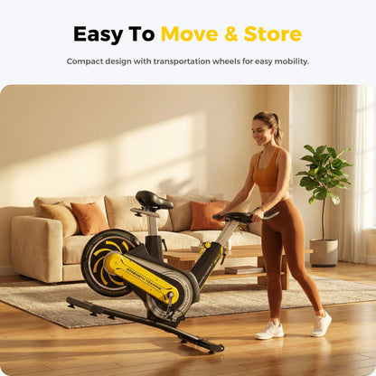 ZAZARI Compact Magnetic Exercise Bike, Space-Saving Rear Flywheel Stationary Bike for Home, 7-Level Lever Resistance, 330 lbs Capacity, Whisper Quiet Indoor Cycling Bike, Black