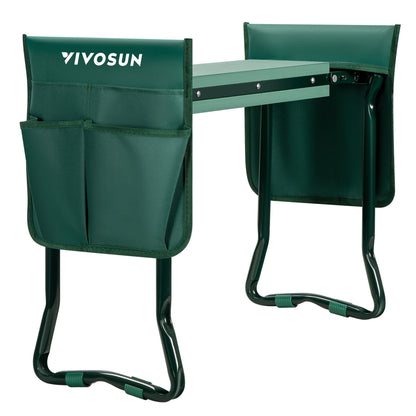 VIVOSUN Garden Kneeler and Seat, Foldable Gardening Stool, Garden Kneeling Bench with Handles, EVA Foam Pad & 2 Tool Bags, Portable Garden Tools for Women Men Seniors, 2-in-1 Outdoor Garden Supplies