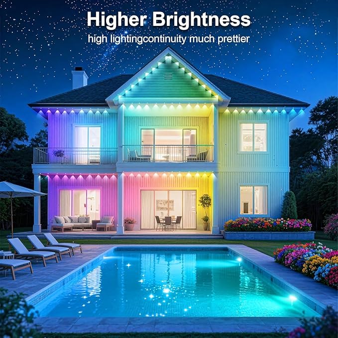 300Ft Permanent Outdoor Lights for House Waterproof, IP67 LED Eave Lights with App/Remote Control, Outdoor Permanent led Lighting for House Roof Decor,Christmas,Party,All Holiday and Daily