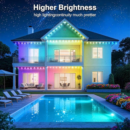 100FT Permanent Outdoor Lights for House Waterproof, IP67 LED Eave Lights with App/Remote Control, Outdoor Permanent led Lighting for House Roof Decor,Christmas,Party,All Holiday and Daily