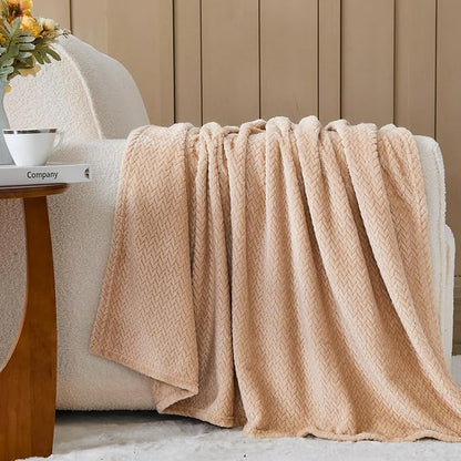 NEWCOSPLAY Super Soft Queen Blanket Brown Premium Silky Flannel Fleece Leaves Pattern Lightweight Bed Blanket All Season Use (Brown, Queen(90"x90"))