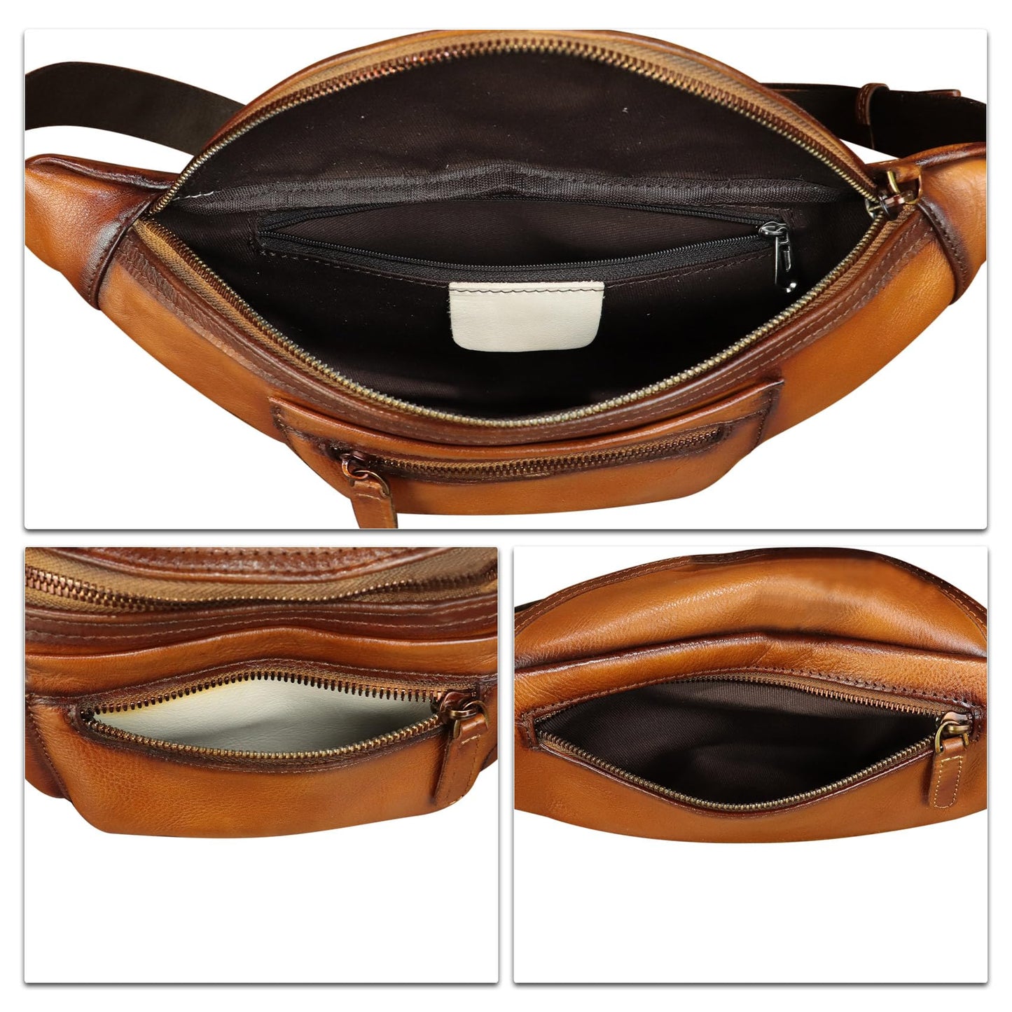 Genuine Leather Fanny Pack for Men and Women Vintage Handmade Leather Waist Bag Sling Bag Sling Backpack Purse Hip Crossbody Bag (Brown)