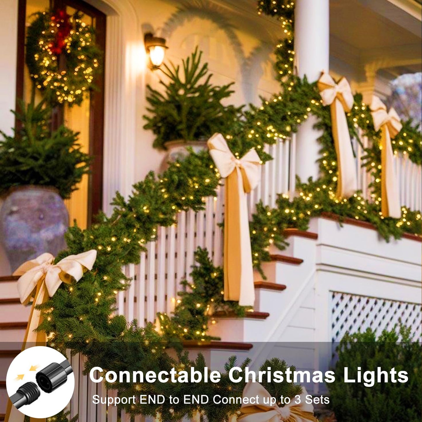 echosari Connectable 400 LED Christmas Lights, Extra Long 66Ft Outdoor String Lights Plug in with Remote Timer for Patio Garden Tree Decor (Warm White)