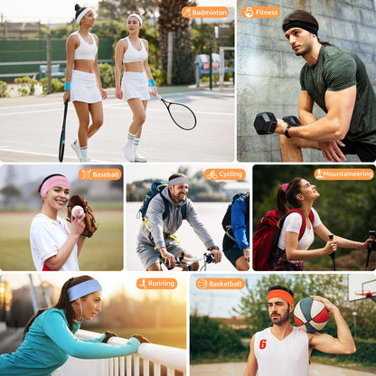 DiyJibb Headbands for Women, Stretchy Non Slip Soft Cotton Cloth Hair Bands for Sports, Workout, Yoga and Running, 7pcs