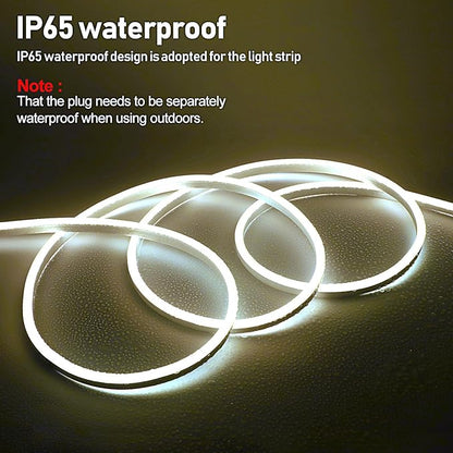 FORT LED Neon Rope Lights White 100FT 30M Flexible AC 110V 120V LED Strip Lights Outdoor Waterproof Plug-Play Neon Strip Lighting Dot Free Connectable Home Commercial Decor Neon Sign ETL FCC