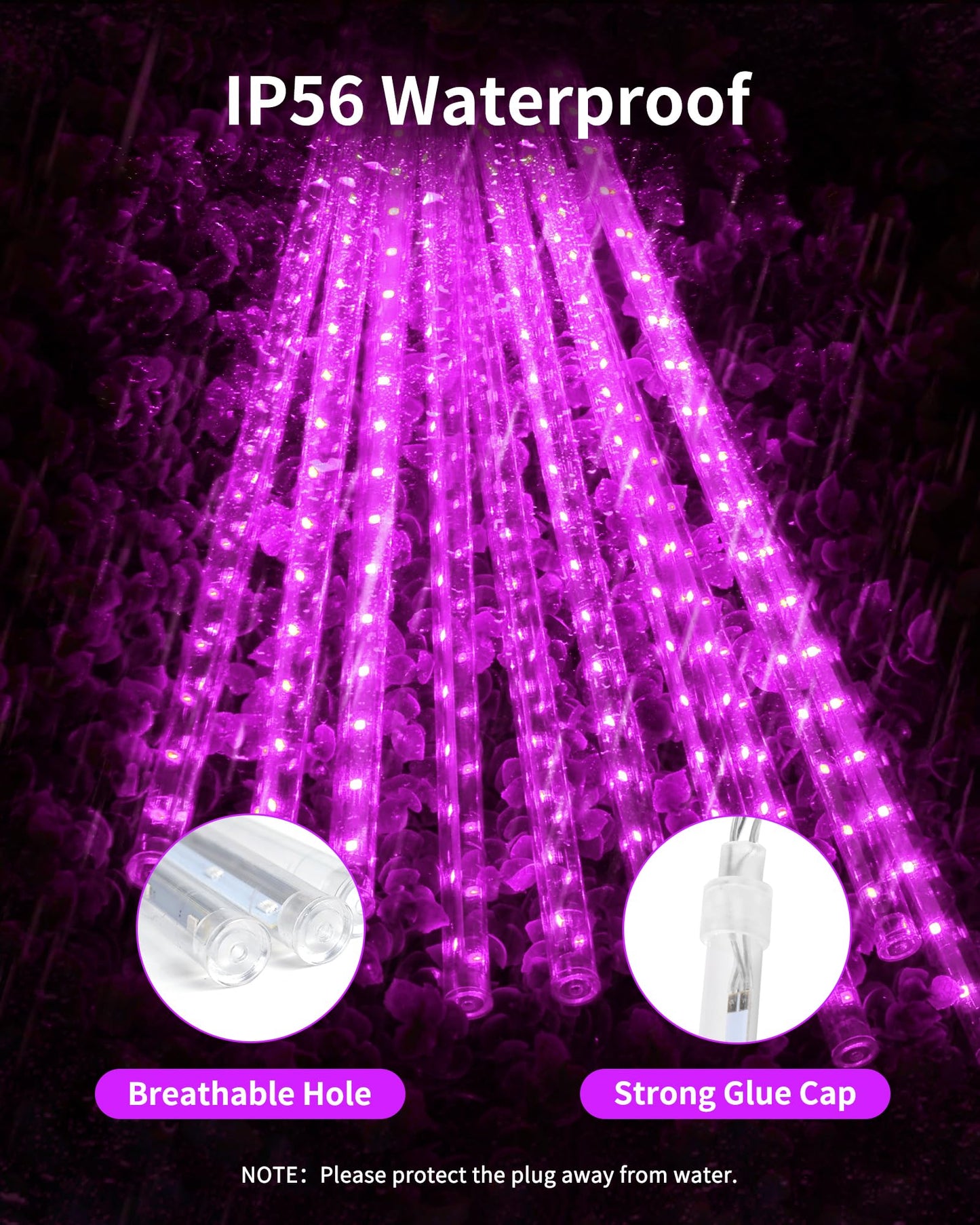 Blingstar Meteor Shower Lights Outdoor Christmas Lights, 16 Inch 10 Tubes 360 LEDs Falling Rain String Light with Timer, Waterproof Plug in Icicle Light for Tree Porch Roof Yard Xmas Decoration