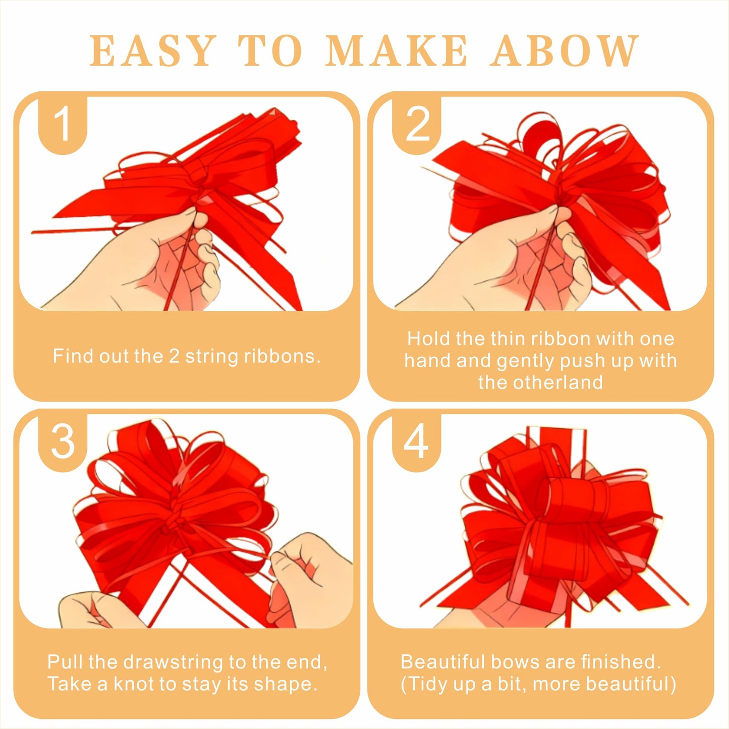 TIMESEEK 10-Pack Classic Red Pull Bows for Gift Wrapping - 6 Inch Reusable Ribbon Bows, Large Instant Floral Decor Bow for Wedding, Christmas, Birthday Decor, Gift Basket & Party Decorations