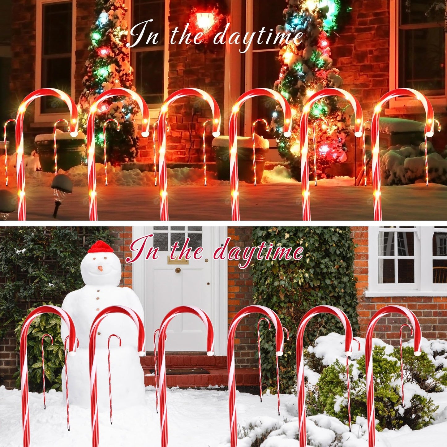Treela 12 Pcs 36 Inch Christmas Candy Cane Lights Candy Cane Outdoor Decorations Large Christmas Pathway LED Stake Lights for Yard Lawn Garden Driveway Walkway Xmas Decor