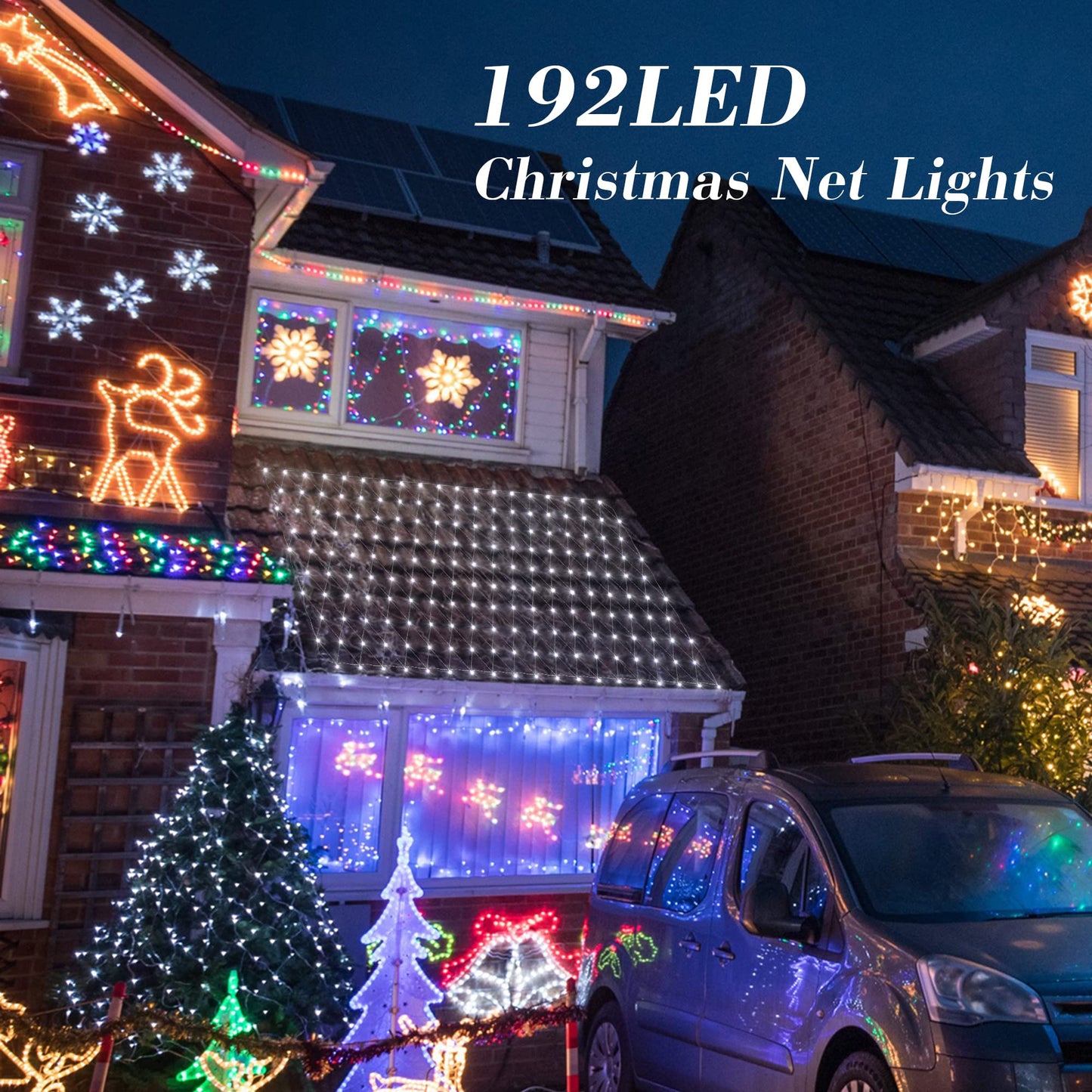 HEYFUNi 192 LED Net Lights Outdoor Mesh Lights,8 Modes Net Light for Bushes Plug in, Waterproof Christmas Net String Light for Bushes Ceiling Wedding Indoor Outdoor(9.8ft x 6.6ft,White)
