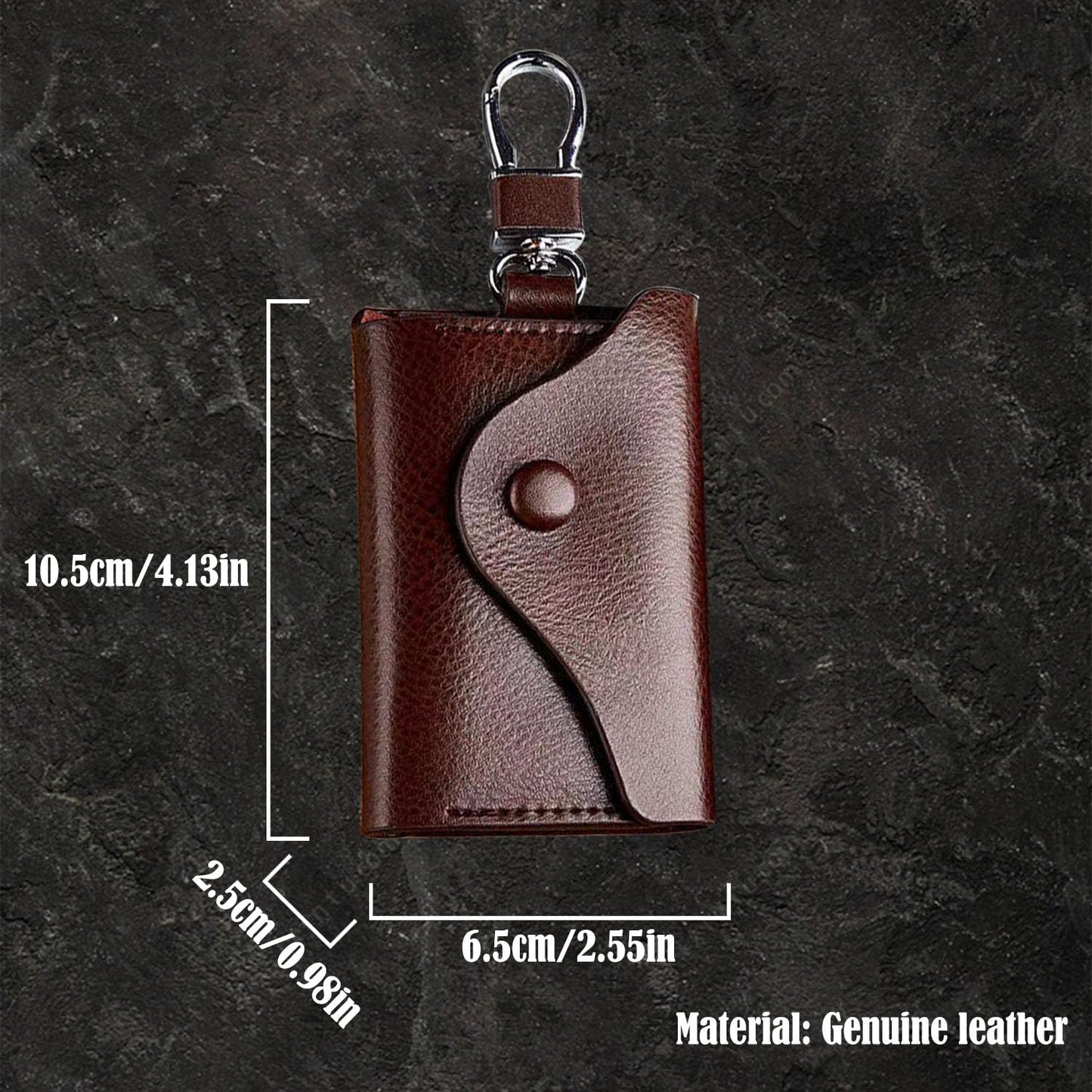 FAYZSOWSR Keys Holder, Leather Men Wrap 8 Keys Position Key Holder Genuine Leather Key Case Metal Clasp Key Case for Cards (Brown)