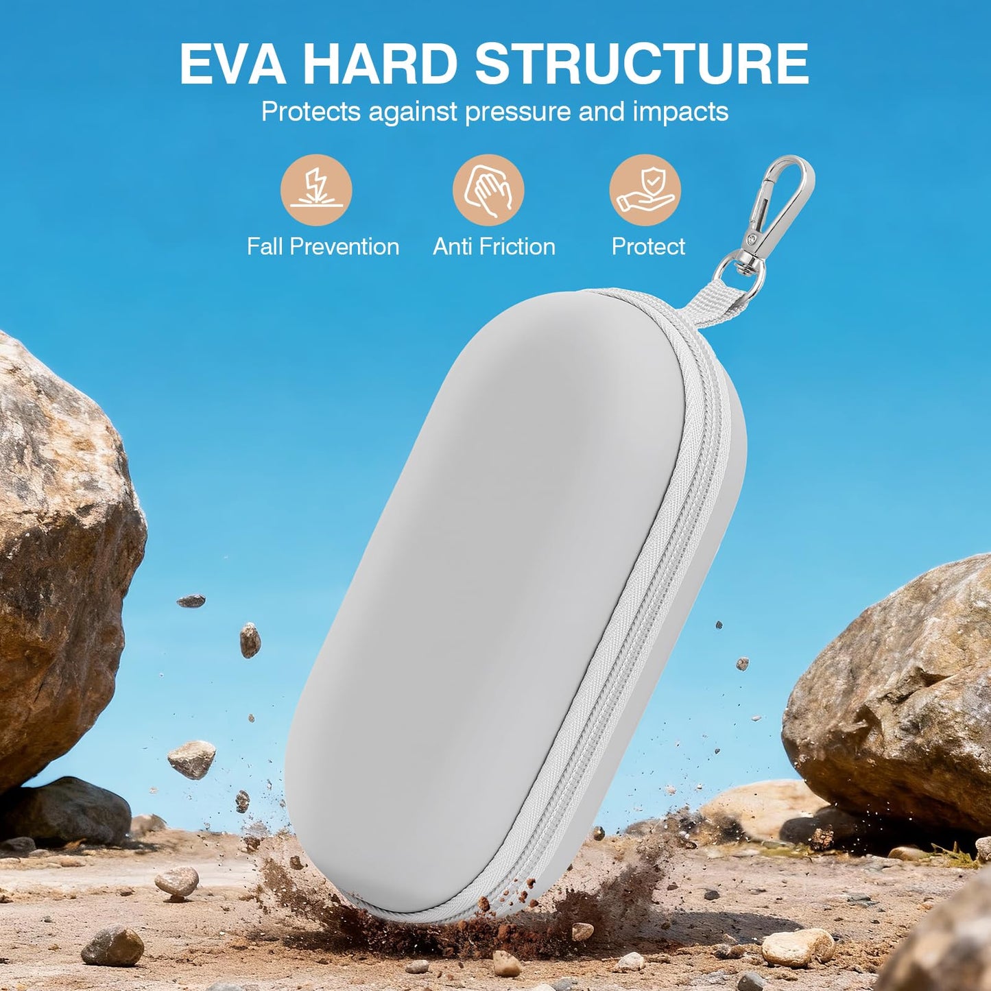 Marvolia Double Eyeglasses Case Hard Shell Dual Glasses Case with Clip & Zipper Closure Travel Sunglasses Organizer Portable Eyewear Storage Box for Men Women - Grey