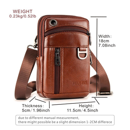 Leather Cell Phone Wallet Shoulder Holster,Hip Bum Pack Pouch Belt Pouch Bolso para Hombre Crossbody Bag for Men with Card Slots Compatible with iPhone (Brown)