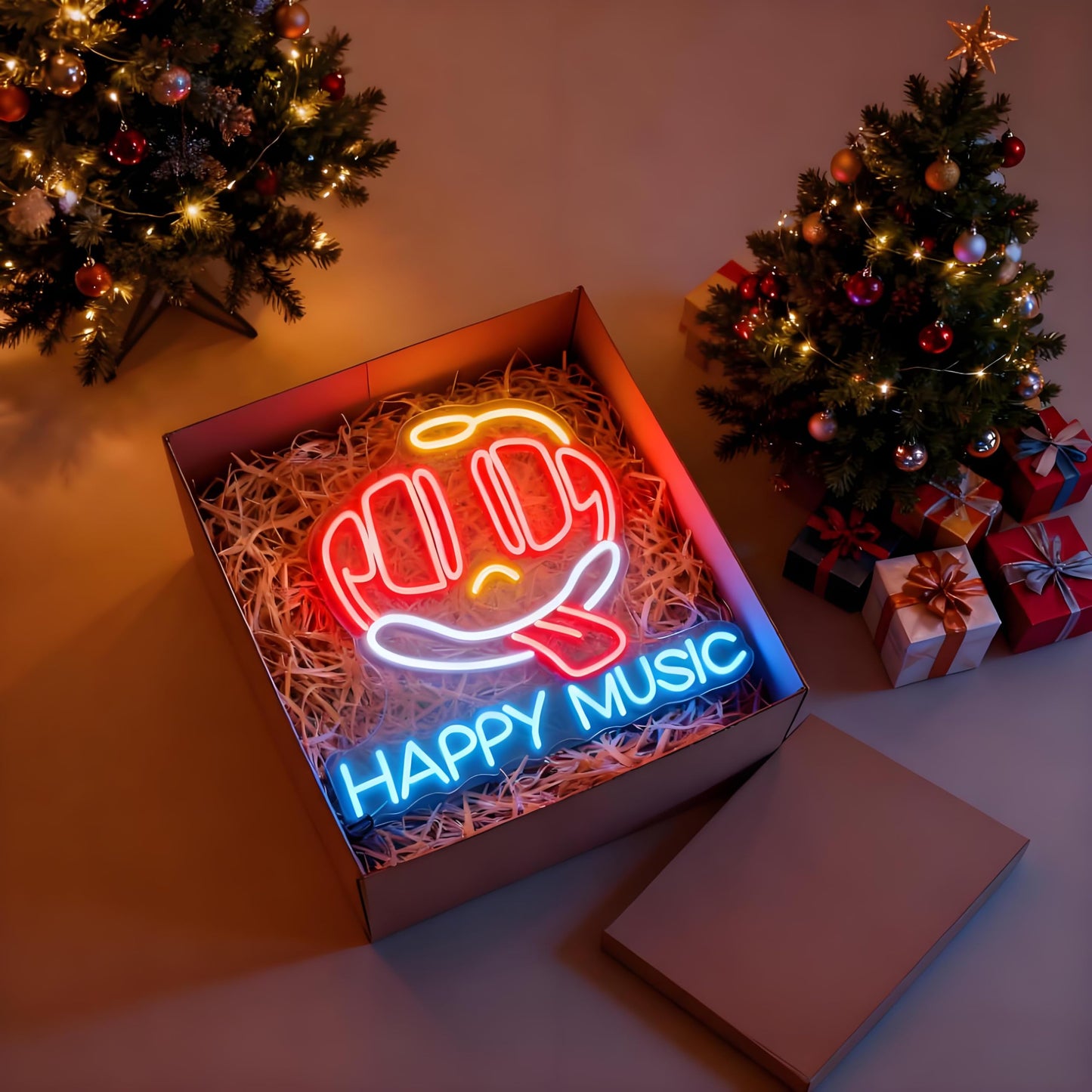 Neonawall Happy Music Neon Sign for Wall Decor Light Up Letters Business Led Sign Music Birthday Party Signs Led Decorative Night Signs Room Decorations Christmas Party Gifts for Bar Musician Studio
