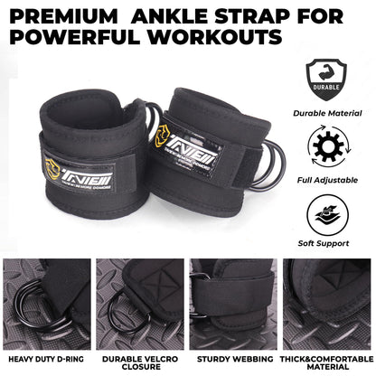 TAVIEW Ankle Straps - Cable Machine Attachment for Gym - Padded Ankle Cuffs for Glute Kickbacks and Leg Workouts