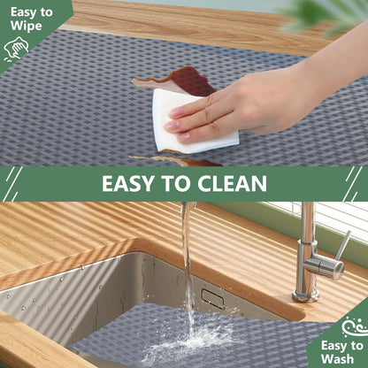 Origuuds Shelf Liners, Non-Adhesive Drawer Liner, Waterproof & Oil-Proof Kitchen Cabinet Cupboard Liner Plastic EVA Material BPA Free Fridge Liner Mats Paper Protector for Shelves (Grey/12in x 120in)
