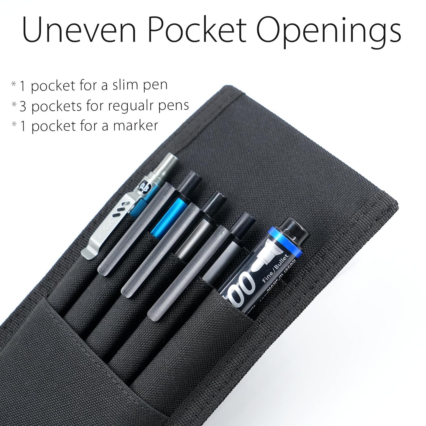 diodrio Pen Holder, Pencil Holder, Pen Sleeve Case for Hard Cover Journals, Notebooks, Books, Binders, Hold Multi Pens Pencils Rulers Durable Fabrics, Detachable, Elastic Band. Black.