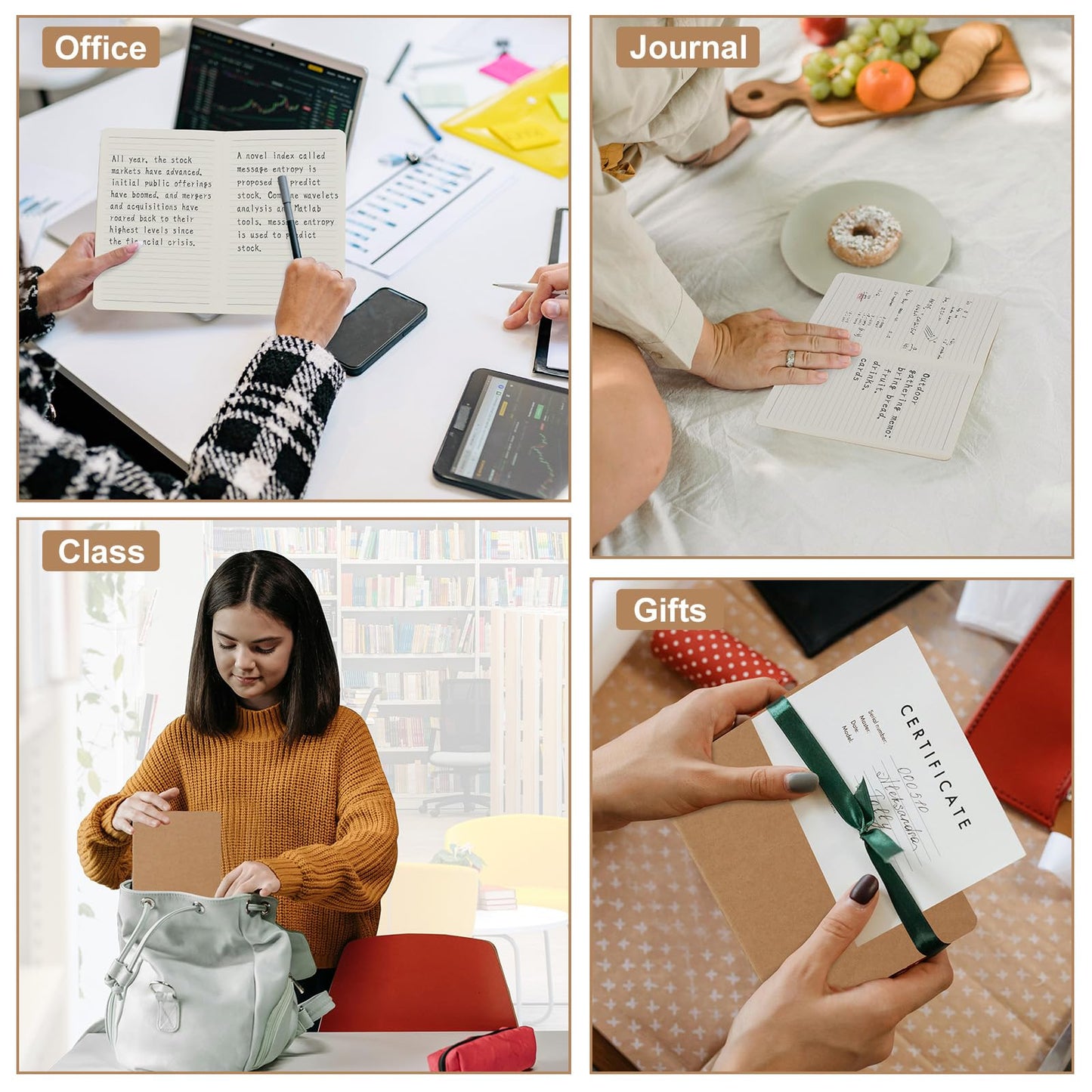 ZCZN 24 Pack A5 Kraft Notebooks Bulk, 8.15x5.5 Inches Lined Paper Journaling Notebooks, Notebooks for Work, Composition Notebooks for School, Journal Notebooks for Office, 60 Pages
